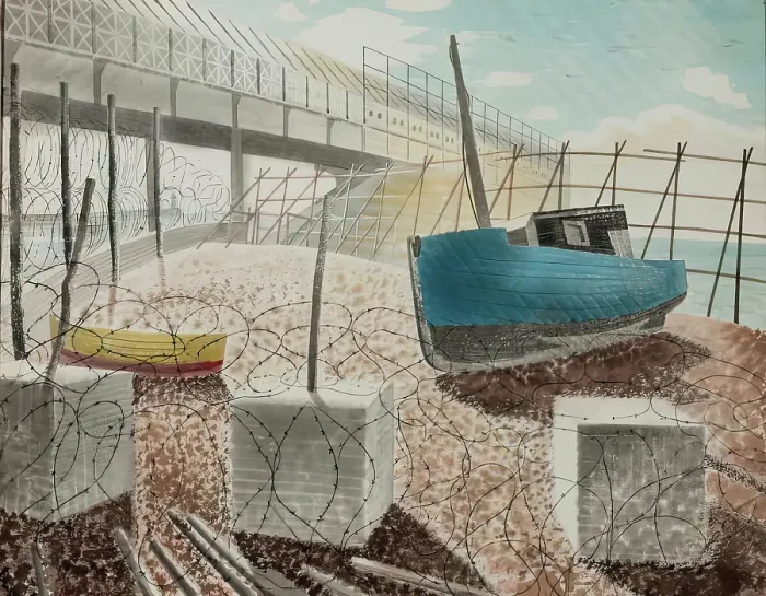 Framed Print : South Coast Beach, 1939-1942. Creator: Eric Ravilious Framed Print : South Coast Beach, 1939-1942. Creator: Eric Ravilious