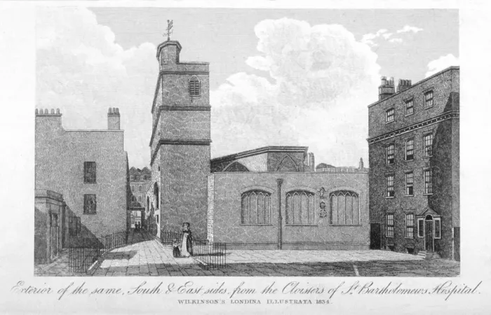 Framed Print : South and east sides of the Church of St Bartholomew-the-Less, City of London, 1834 Framed Print : South and east sides of the Church of St Bartholomew-the-Less, City of London, 1834