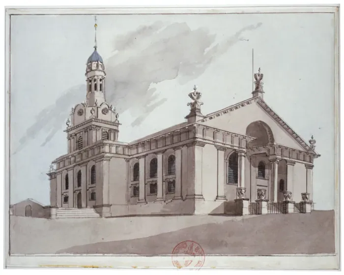 Framed Print : South-east view of the Church of St Alfege, Greenwich, London, 1800 Framed Print : South-east view of the Church of St Alfege, Greenwich, London, 1800