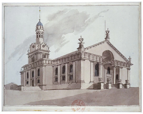 South-east view of the Church of St Alfege, Greenwich, London, 1800