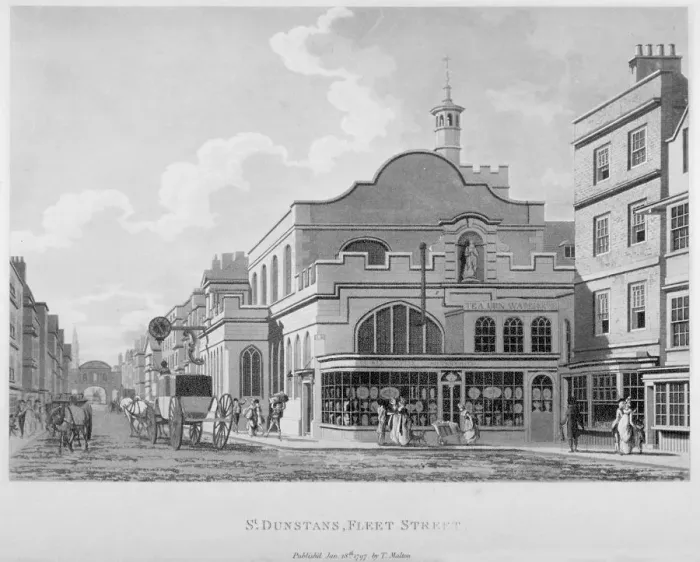 Framed Print : South-east view of the Church of St Dunstan in the West, Fleet Street, City of London, 1797 Framed Print : South-east view of the Church of St Dunstan in the West, Fleet Street, City of London, 1797