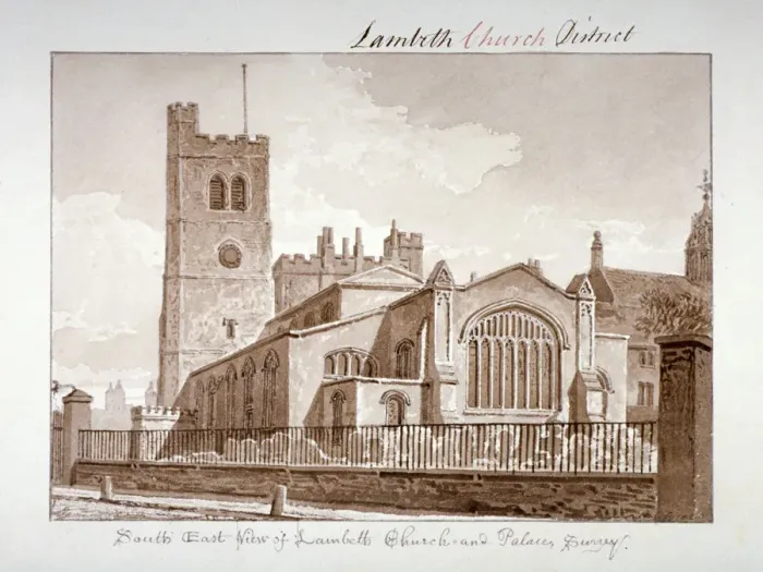 Framed Print : South-east view of the Church of St Mary, Lambeth, London, 1828 Framed Print : South-east view of the Church of St Mary, Lambeth, London, 1828