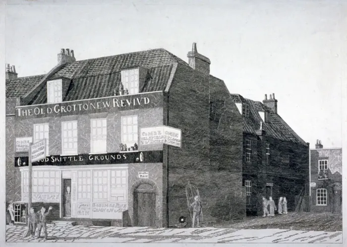 Framed Print : South-east view of the Grotto Inn, St Georges Street, Southwark, London, 1825. Artist Framed Print : South-east view of the Grotto Inn, St Georges Street, Southwark, London, 1825. Artist