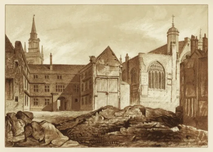 Framed Print : South-east view of Guildhall Chapel and Blackwell Hall, City of London, 1886 Framed Print : South-east view of Guildhall Chapel and Blackwell Hall, City of London, 1886