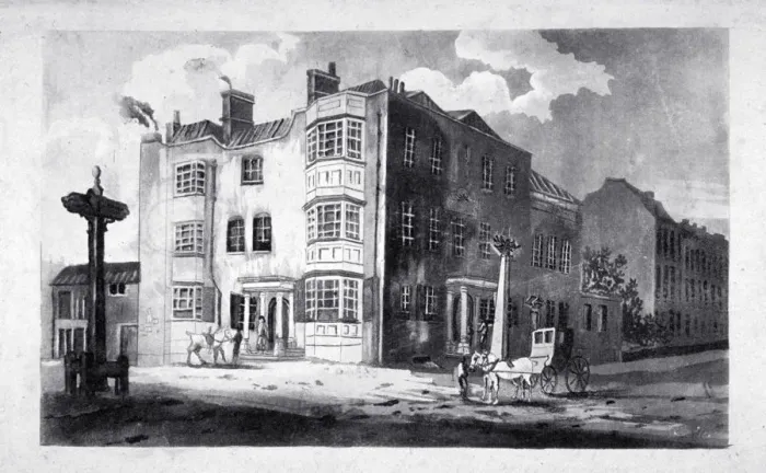Framed Print : South-east view of Horns Tavern, Kennington, Lambeth, London, c1790 Framed Print : South-east view of Horns Tavern, Kennington, Lambeth, London, c1790