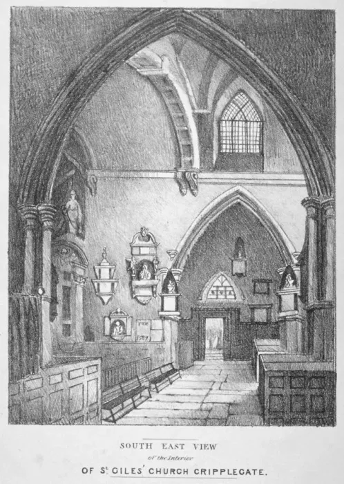Framed Print : South-east view of the interior of the Church of St Giles without Cripplegate, City of London, 1825 Framed Print : South-east view of the interior of the Church of St Giles without Cripplegate, City of London, 1825