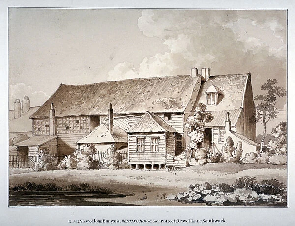 South-east view of John Bunyans meeting house, Zoar Street, Southwark, London, 1813