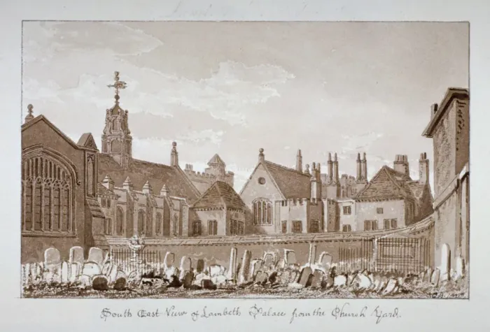 Framed Print : South-east view of Lambeth Palace from the churchyard, London, 1828 Framed Print : South-east view of Lambeth Palace from the churchyard, London, 1828