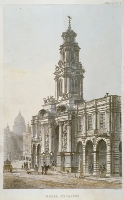 Framed Print : South-east view of the Royal Exchanges south front, City of London, 1812. Artist Framed Print : South-east view of the Royal Exchanges south front, City of London, 1812. Artist