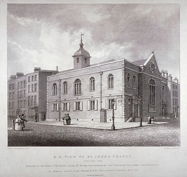 South-east view of St Johns Chapel, Bedford Row, Holborn, London, 1832. Artist