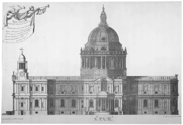 Framed Print : South elevation of St Pauls Cathedral, City of London, 1702 Framed Print : South elevation of St Pauls Cathedral, City of London, 1702