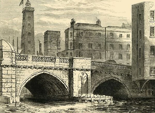 South End of Old London Bridge, with Shot Tower and St. Olaves Church, in 1820, (c1878)