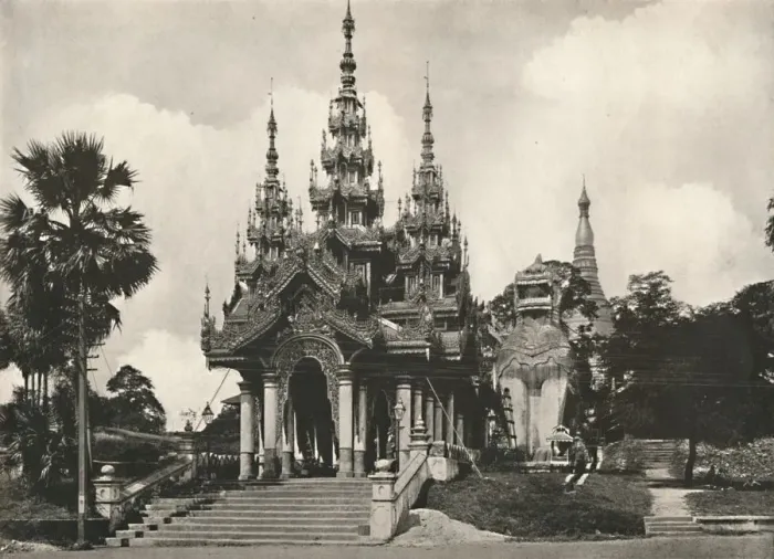 Framed Print : South Entrance to Shwe Dagon Pagoda, Rangoon, 1900. Creator: Unknown Framed Print : South Entrance to Shwe Dagon Pagoda, Rangoon, 1900. Creator: Unknown
