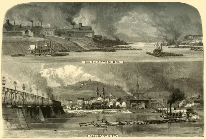 Framed Print : South Pittsburgh and Alleghany City, 1874. Creator: W. H. Morse Framed Print : South Pittsburgh and Alleghany City, 1874. Creator: W. H. Morse