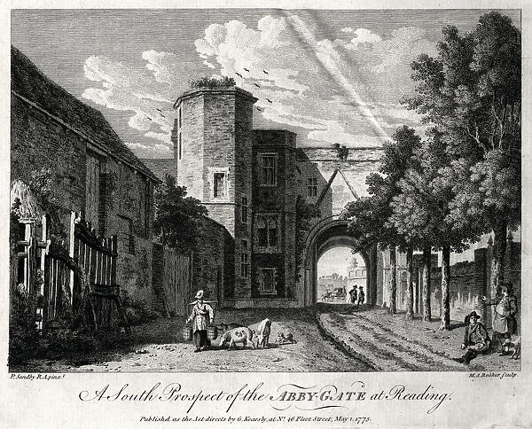 A South Prospect of the Abby-Gate at Reading, Berkshire, 1775. Artist: Michael Angelo Rooker