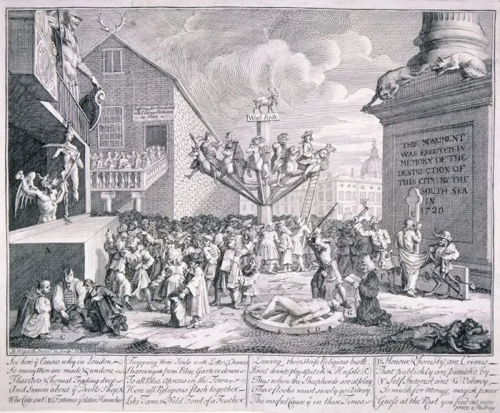 Framed Print : The South Sea Bubble, 1721. Artist: William Hogarth Framed Print : The South Sea Bubble, 1721. Artist: William Hogarth