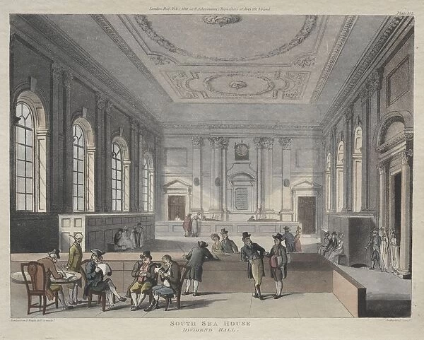 South Sea House, Dividend Hall, 1810. Creator: Thomas Rowlandson (British, 1756-1827)