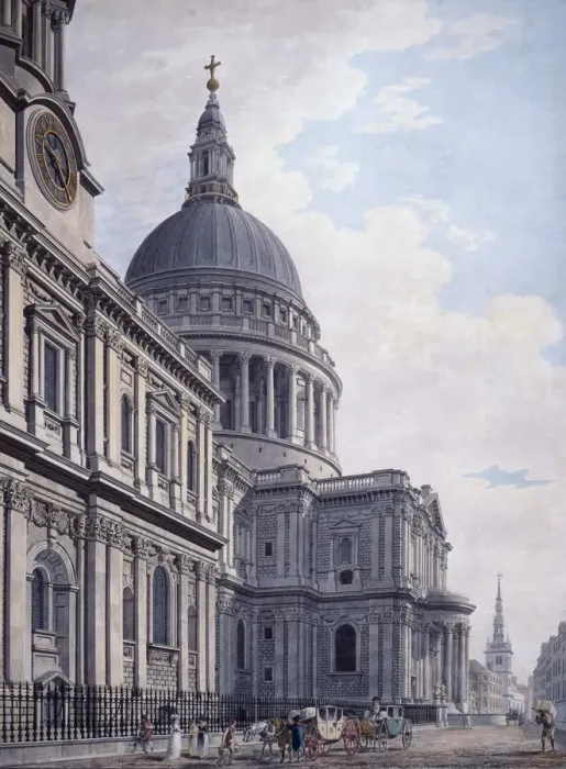 Framed Print : South side of St Pauls Cathedral, London, 1765. Artist: James Malton Framed Print : South side of St Pauls Cathedral, London, 1765. Artist: James Malton