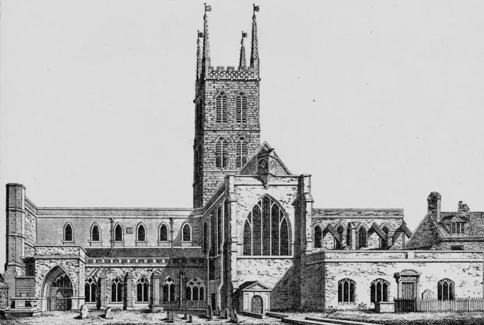 Framed Print : The South Side of St. Saviours, Southwark, showing the former nave, c1825, (1912) Framed Print : The South Side of St. Saviours, Southwark, showing the former nave, c1825, (1912)