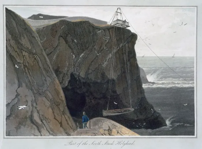 Framed Print : Part of the South Stack, Holyhead, Anglesey, Wales, 1829. Artist: William Daniell Framed Print : Part of the South Stack, Holyhead, Anglesey, Wales, 1829. Artist: William Daniell