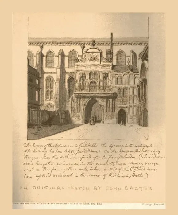 Framed Print : South View of the entrance into the Guildhall, c1669, (1886) Framed Print : South View of the entrance into the Guildhall, c1669, (1886)