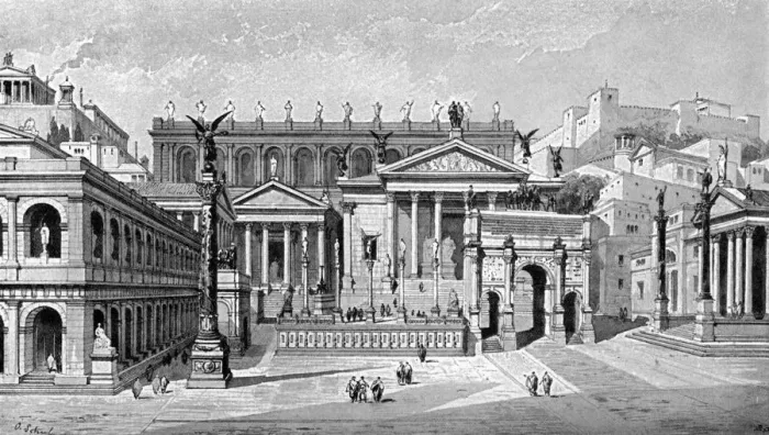 Framed Print : South and west sides of the Forum, Rome, (1902). Artist: C Hulsen Framed Print : South and west sides of the Forum, Rome, (1902). Artist: C Hulsen