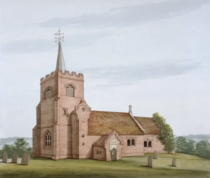 Framed Print : South-west view of the Church of St Michael, Theydon Mount, Essex, c1800 Framed Print : South-west view of the Church of St Michael, Theydon Mount, Essex, c1800