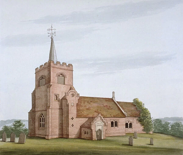 South-west view of the Church of St Michael, Theydon Mount, Essex, c1800