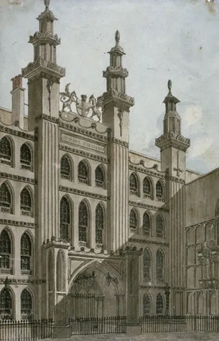 Framed Print : South-west view of the Guildhall front, City of London, 1810. Artist: George Shepherd Framed Print : South-west view of the Guildhall front, City of London, 1810. Artist: George Shepherd