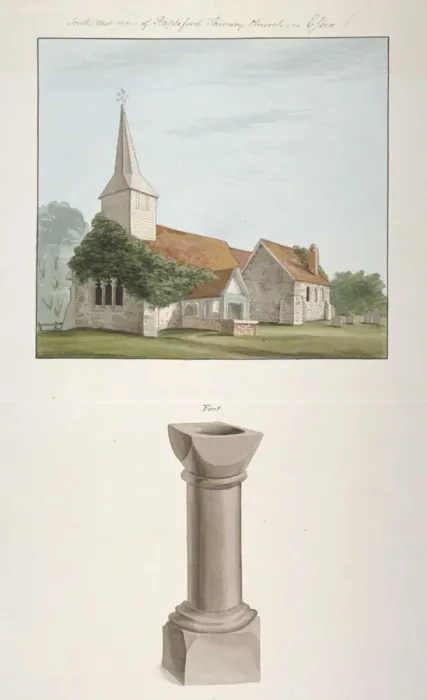 Framed Print : South-west view of St Marys Church, Stapleford Tawney, Essex, c1800 Framed Print : South-west view of St Marys Church, Stapleford Tawney, Essex, c1800