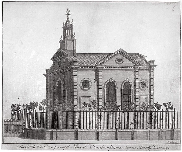 South-west view of the Swedish Church, Princes Square, Stepney, London, c1750. Artist
