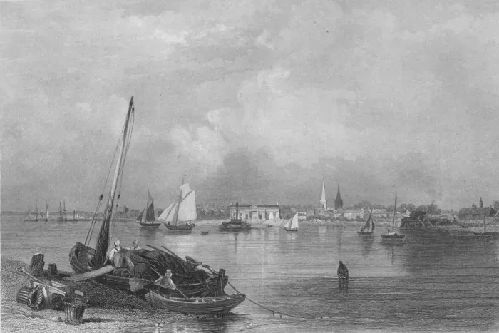 Framed Print : Southampton, 1859. Artist: Edward Francis Finden Framed Print : Southampton, 1859. Artist: Edward Francis Finden
