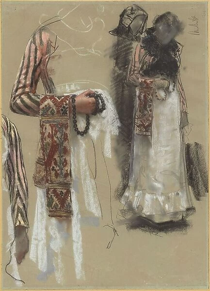 Southern Italian Woman Dressed for Church, 1885 / 1888. Creator: Francesco Paolo Michetti