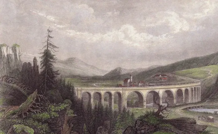 Framed Print : Southern Railway. Viaduct Payerbach, Semmering. Artist: Anonymous Framed Print : Southern Railway. Viaduct Payerbach, Semmering. Artist: Anonymous