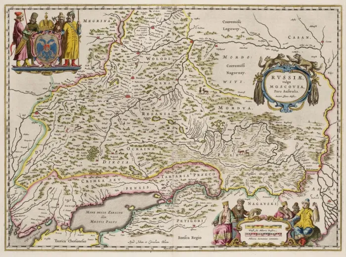 Framed Print : Southern Russia Map (From: Partes Septentrionalis et Orientalis), 1664. Artist: Massa, Isaac Abrahamsz. (1586-1643) Framed Print : Southern Russia Map (From: Partes Septentrionalis et Orientalis), 1664. Artist: Massa, Isaac Abrahamsz. (1586-1643)