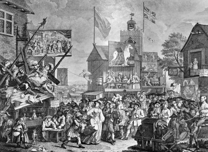 Framed Print : Southwark Fair, 1733. Artist: William Hogarth Framed Print : Southwark Fair, 1733. Artist: William Hogarth