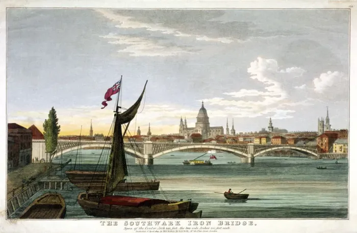 Framed Print : The Southwark Iron Bridge, London, 1822 Framed Print : The Southwark Iron Bridge, London, 1822
