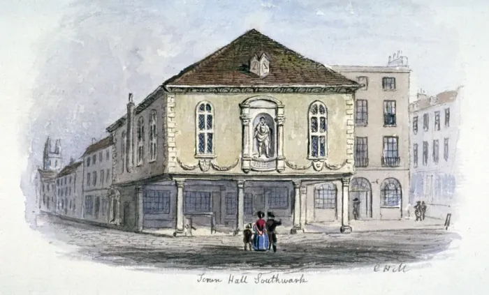 Framed Print : Southwark Town Hall, Borough High Street, Southwark, London, c1830. Artist: C Hill Framed Print : Southwark Town Hall, Borough High Street, Southwark, London, c1830. Artist: C Hill