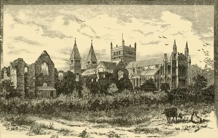 Framed Print : Southwell Minster and Ruins of the Palace, 1898. Creator: Unknown Framed Print : Southwell Minster and Ruins of the Palace, 1898. Creator: Unknown