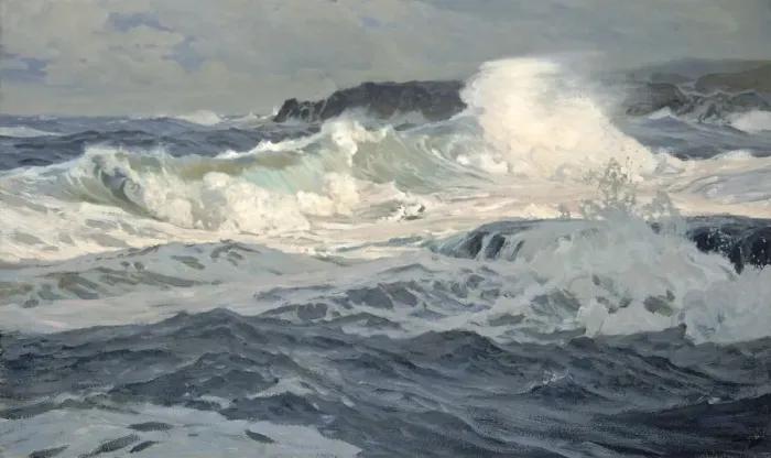 Framed Print : Southwesterly Gale, St. Ives, 1907. Creator: Frederick Judd Waugh Framed Print : Southwesterly Gale, St. Ives, 1907. Creator: Frederick Judd Waugh