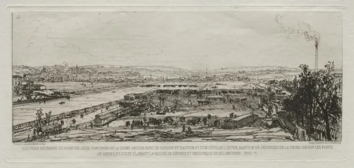 Framed Print : Souvenir artistiques du Siege de Paris: Vue prise du viaduc du Pont-du-Jour Framed Print : Souvenir artistiques du Siege de Paris: Vue prise du viaduc du Pont-du-Jour