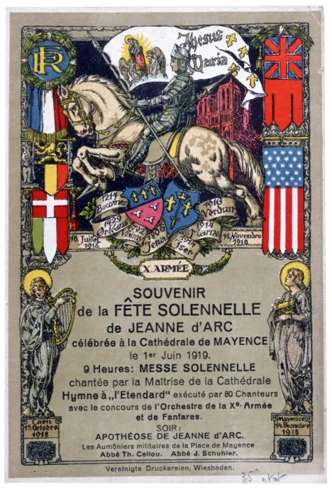 Framed Print : Souvenir of a festival to honour Joan of Arc, staged at Mainz Cathedral, Germany, 1919 Framed Print : Souvenir of a festival to honour Joan of Arc, staged at Mainz Cathedral, Germany, 1919