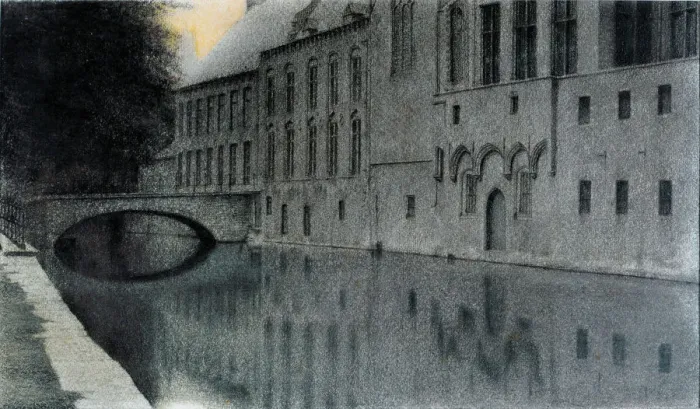 Framed Print : Souvenir de Flandre. Un canal, 1904. Creator: Khnopff, Fernand (1858-1921) Framed Print : Souvenir de Flandre. Un canal, 1904. Creator: Khnopff, Fernand (1858-1921)