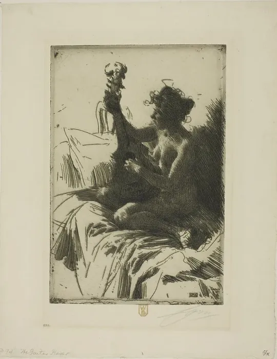 Framed Print : Souvenir or The Guitar, 1895. Creator: Anders Leonard Zorn Framed Print : Souvenir or The Guitar, 1895. Creator: Anders Leonard Zorn