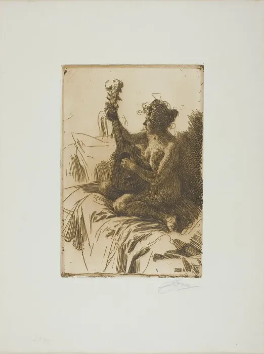 Framed Print : Souvenir or The Guitar, 1895. Creator: Anders Leonard Zorn Framed Print : Souvenir or The Guitar, 1895. Creator: Anders Leonard Zorn