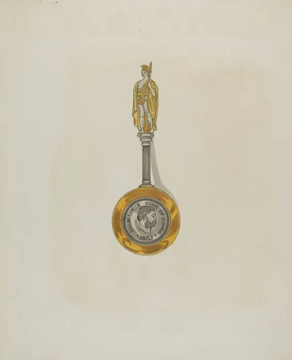 Framed Print : Souvenir Spoon, c. 1936. Creator: Ellen Duncan Framed Print : Souvenir Spoon, c. 1936. Creator: Ellen Duncan