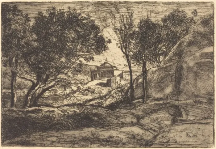 Framed Print : Souvenir of Tuscany (Souvenir de Toscane), c. 1845. Creator: Jean-Baptiste-Camille Corot Framed Print : Souvenir of Tuscany (Souvenir de Toscane), c. 1845. Creator: Jean-Baptiste-Camille Corot