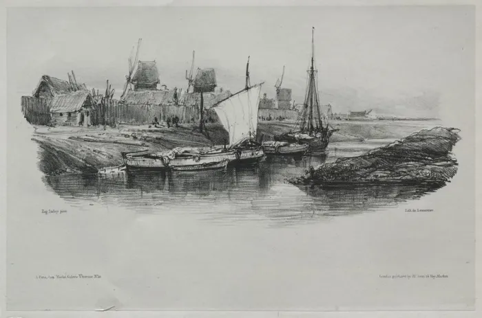 Framed Print : Souvenirs: Canal Bank, 1832. Creator: Eugene Isabey (French, 1803-1886) Framed Print : Souvenirs: Canal Bank, 1832. Creator: Eugene Isabey (French, 1803-1886)