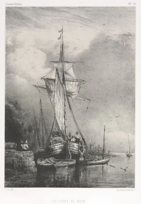 Framed Print : Souvenirs d Artistes (No. 78): Six Marines: Environs de Rouen, 1832. Creator: Paul Hüet Framed Print : Souvenirs d Artistes (No. 78): Six Marines: Environs de Rouen, 1832. Creator: Paul Hüet