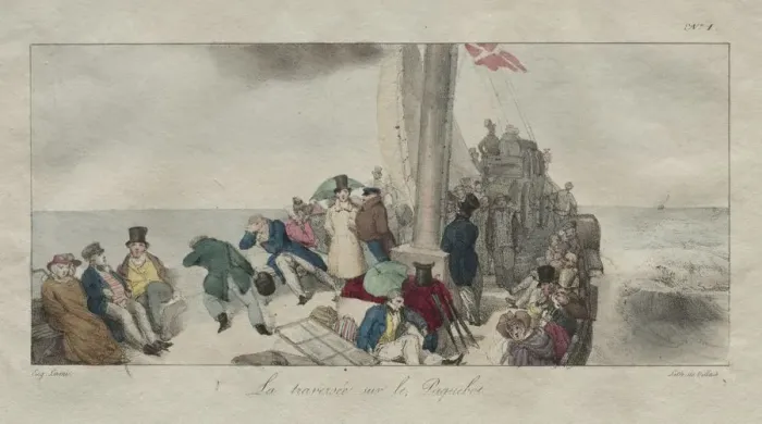 Framed Print : Souvenirs of London: Crossing on the Packet Boat, 1826. Creator: Eugene Louis Lami (French Framed Print : Souvenirs of London: Crossing on the Packet Boat, 1826. Creator: Eugene Louis Lami (French